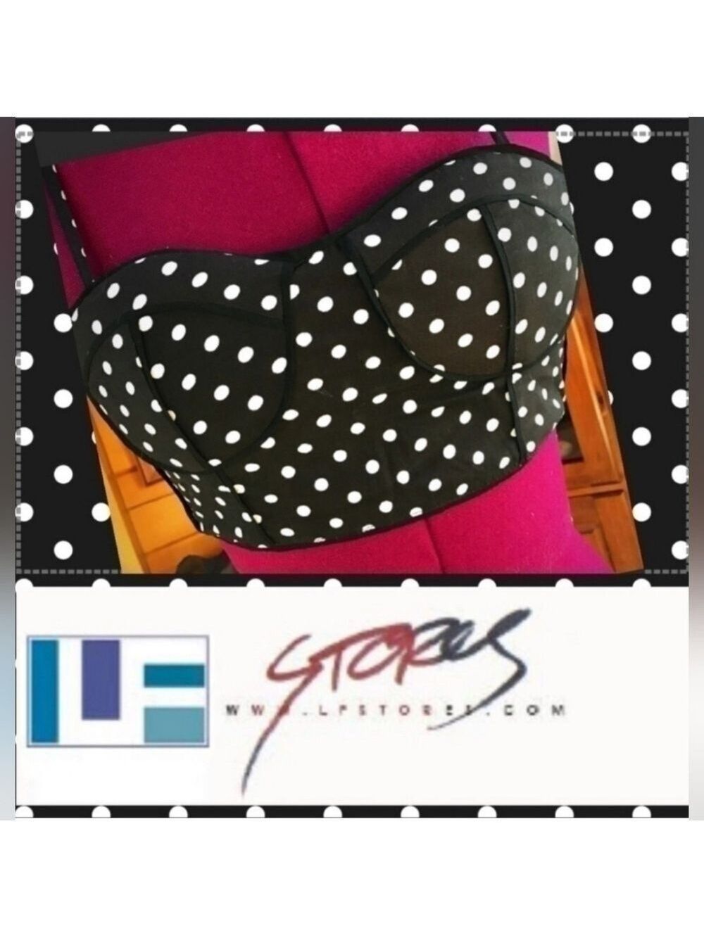 New LF Stores Ploka Dot Crop Top Bralette Bustier Top Lf Millau Size Small .